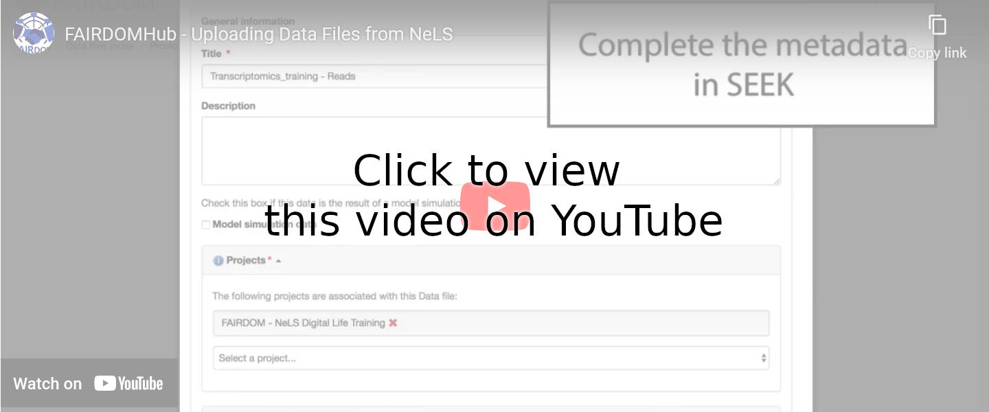 Watch on Youtube: Uploading Data Files from NeLS